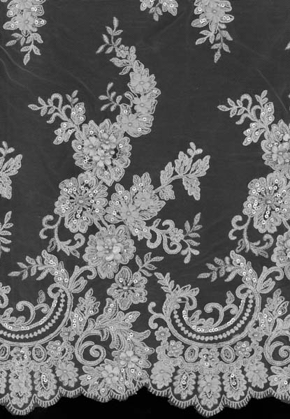 3D EMBROIDERED BEADED TULLE - DK GREY