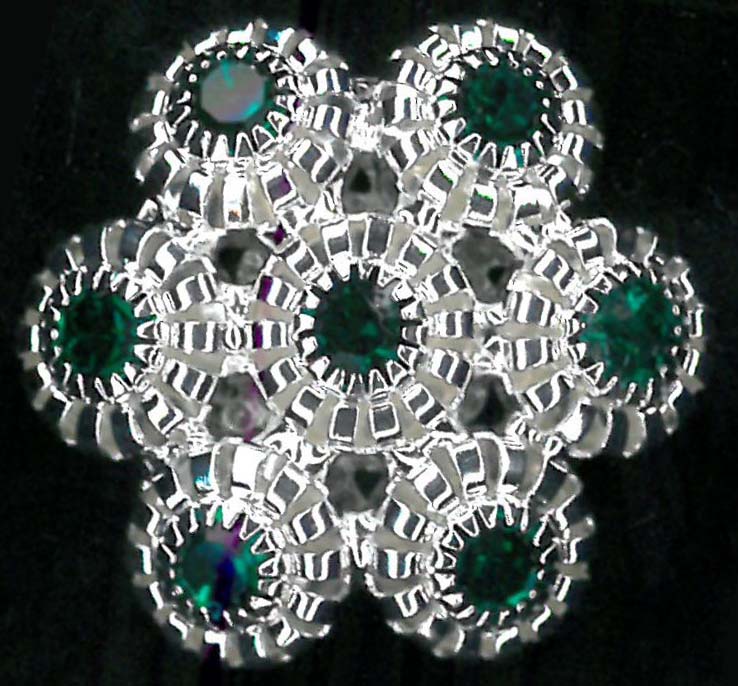 BUTTON - NICKEL/EMERALD